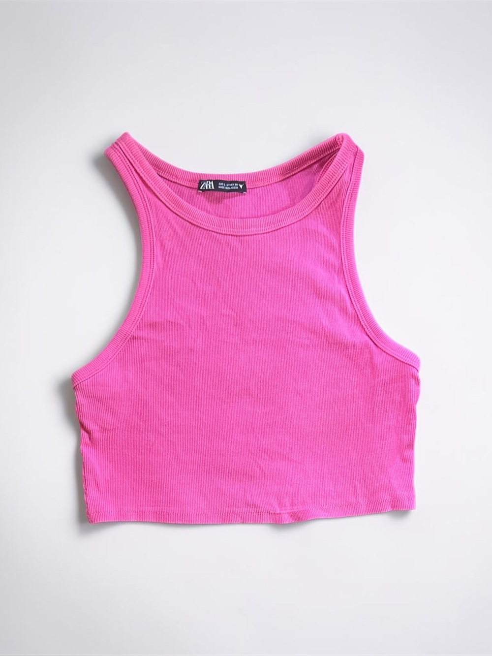 Zara Hot Pink Ribbed Crop Tank